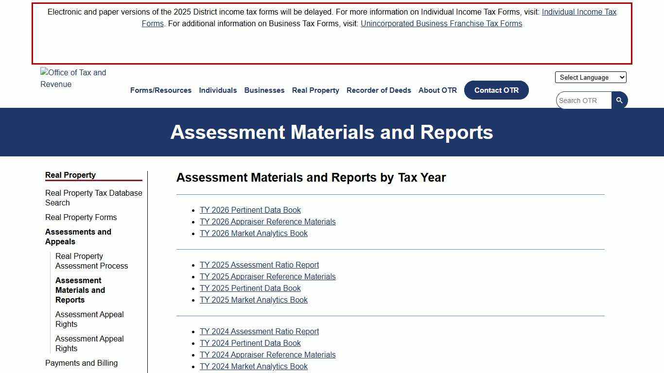Assessment Materials and Reports otr