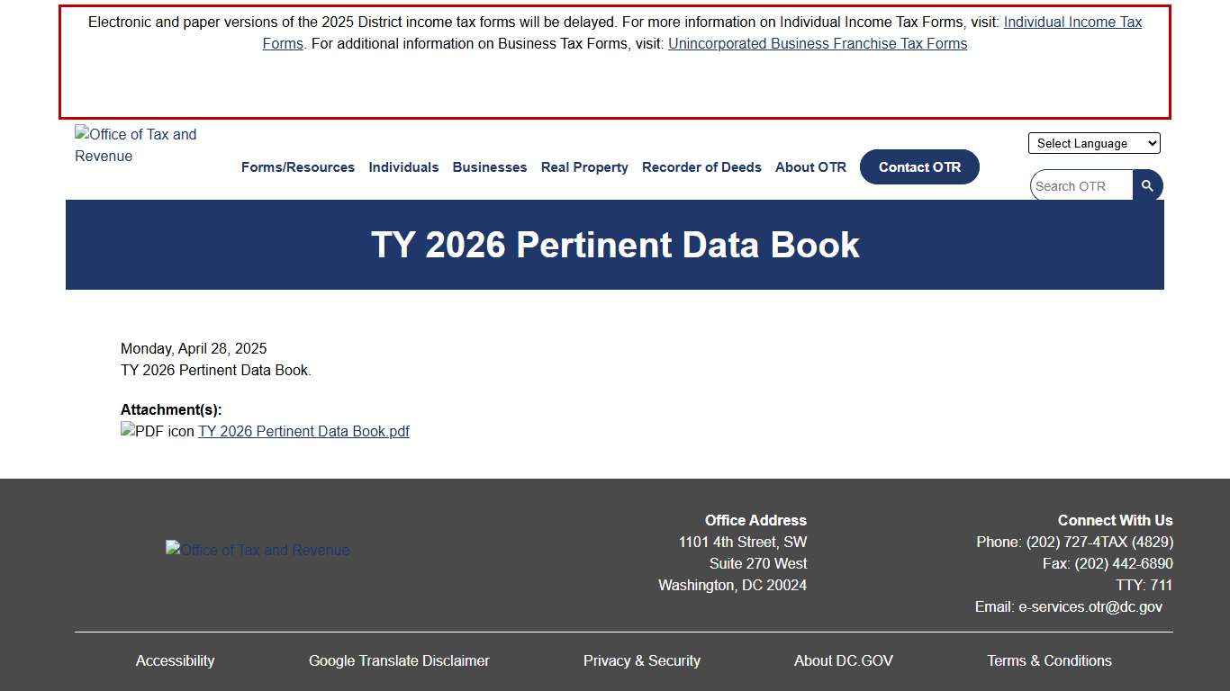 TY 2026 Pertinent Data Book otr