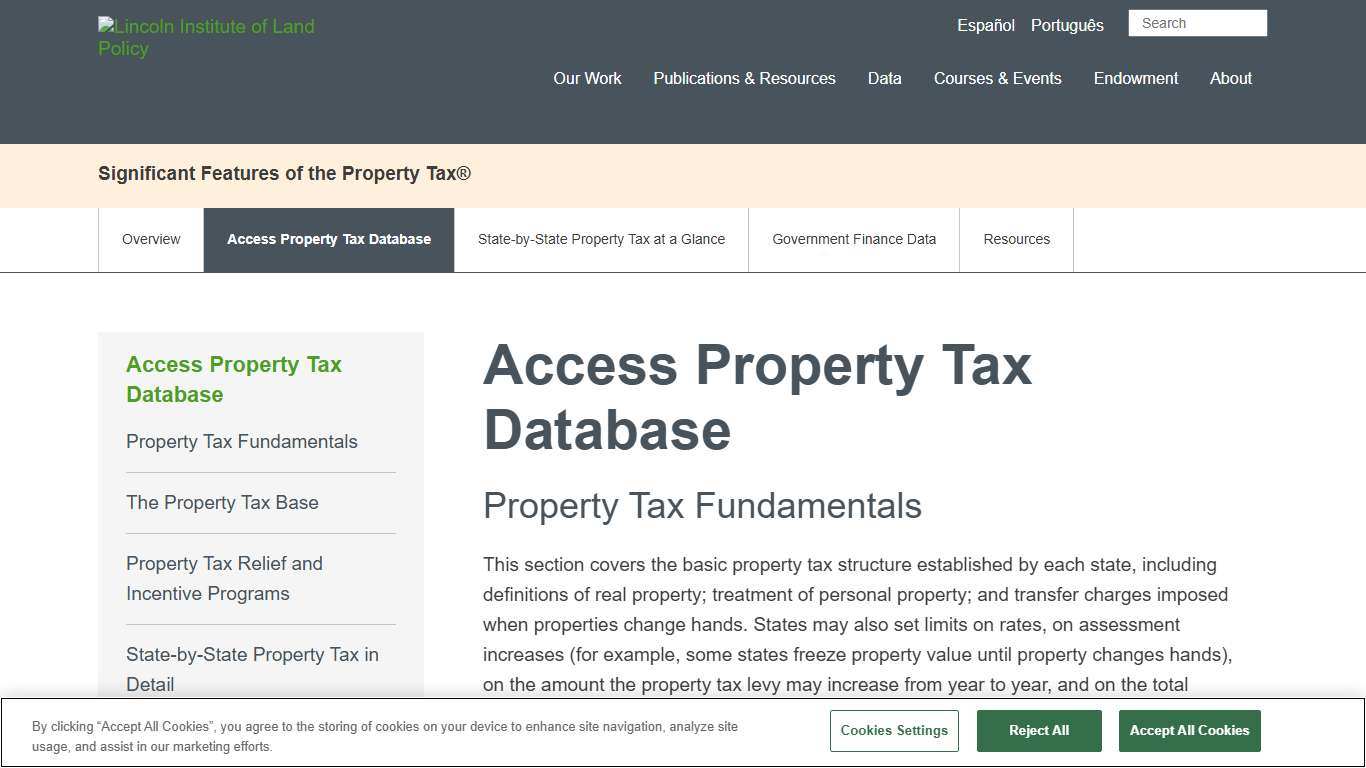 Access Property Tax Database - Lincoln Institute of Land Policy